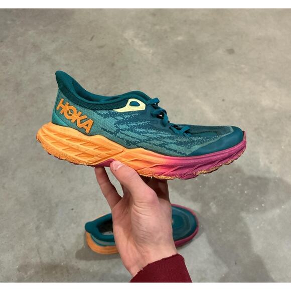 Hoka Speedgoat 5 Trail Runner Shoe Sneaker Deep Lake/Ceramic Mens 6.5 Women 8.5 main image 4